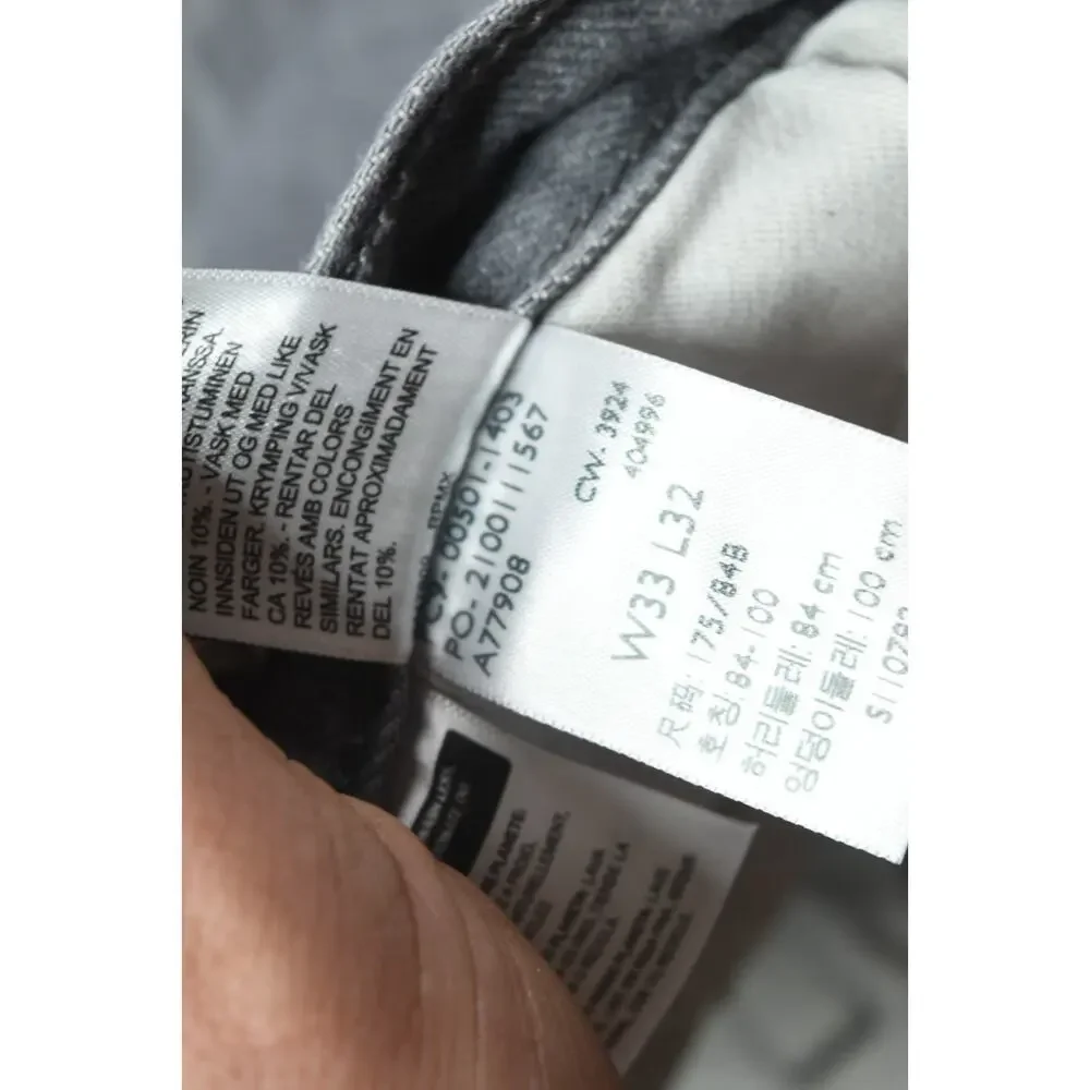 Levis 501 Jeans Mens 33x32 (33x29.5) Gray Original Straight Button-Fly Cotton
